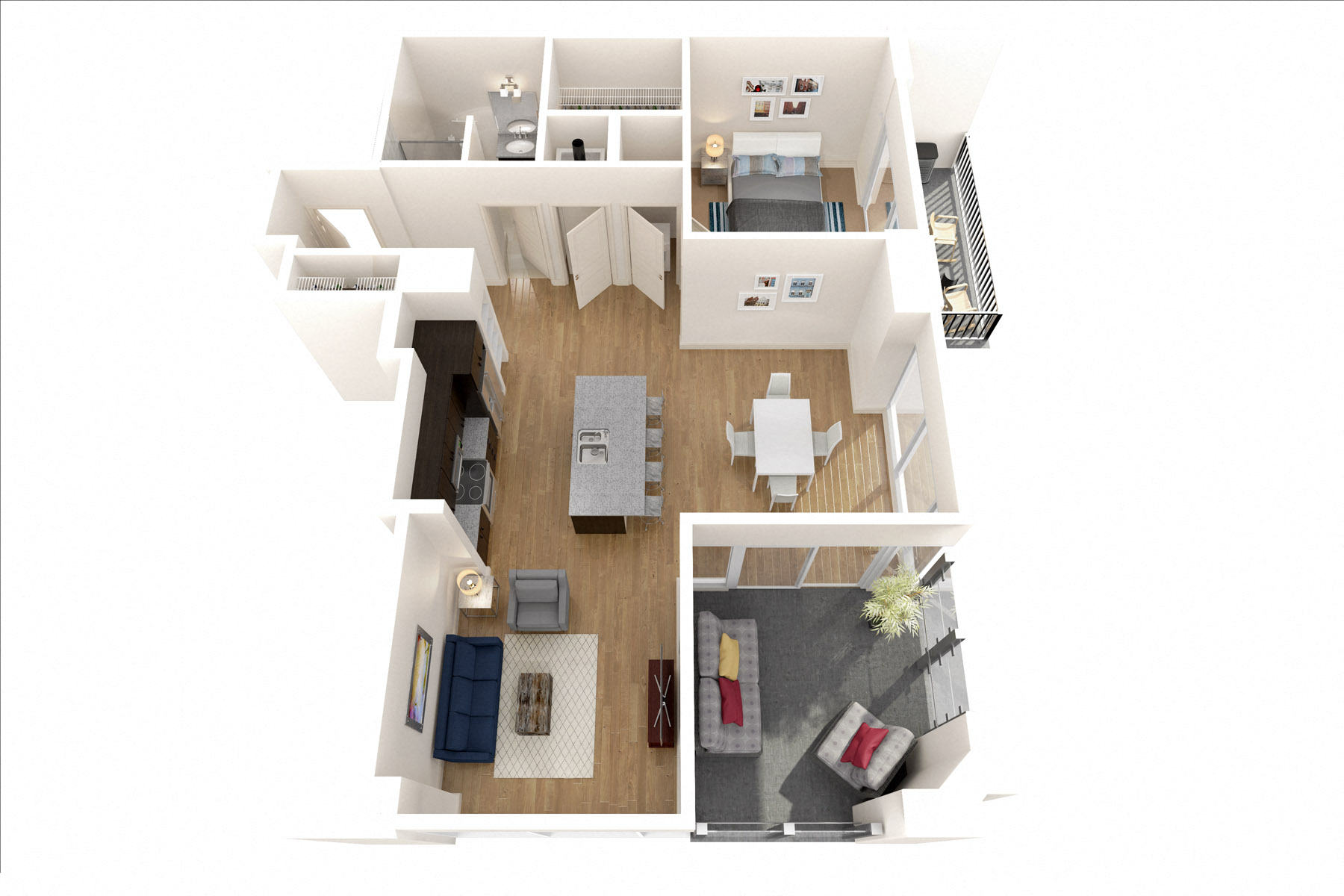 Floor plan for 1 bed, 1 bath, 898 sqft